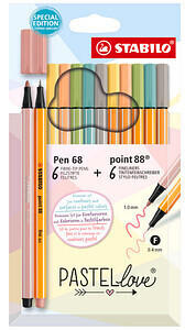 STABILO Schreibset Pen 68/point 88 PASTELlove farbsortiert