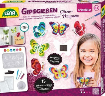 Lena creative, Gipsgießen Glitter Schmetterlinge, Bastelset