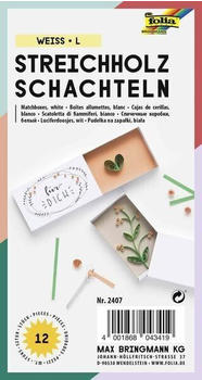 Folia Streichholzschachteln weiß, Size L, 12 Stück Folia Streichholzschachteln weiß, Size L, 12 Stück