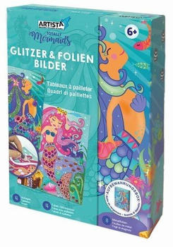Carletto Bastelset Glitzer & Folien Bilder Meerjungfrau, DIY-Kit für Kinder, Kreativset in praktischer Aufbewahrungsbox