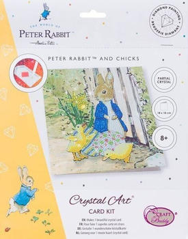 Craft Buddy Crystal Art Cards, Peter Rabbit, Peter Hase und Küken, 18x18 cm Kunstkarte