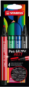 STABILO Pen 68 Max Keilspitze Etui Arty VE=4 Stifte STABILO Pen 68 Max Keilspitze Etui Arty VE=4 Stifte