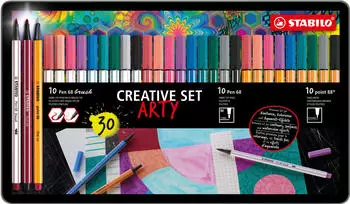 STABILO ARTY' Kreativ 30er Metalletui (Pen 68/point 88/Pen 68 brush)