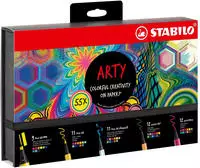 Stifte-Set - STABILO ARTY Creative Set - 55er Pack - Fineliner, Filzschreiber,