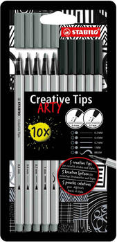STABILO Filzstift & Fineliner Multi-Liner-Set - Creative Tips - ARTY, 10er Set, schwarz, mittelgrau STABILO Filzstift & Fineliner Multi-Liner-Set - Creative Tips - ARTY, 10er Set, schwarz, mittelgrau