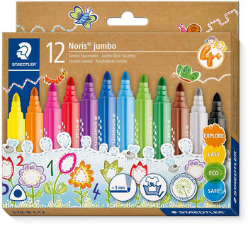 Staedtler Noris jumbo 328-B Dreikantiger jumbo Fasermaler, 12er Set