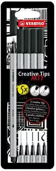 STABILO Filzstift & Fineliner Multi-Liner-Set - Creative Tips - ARTY, 5er Pack schwarz