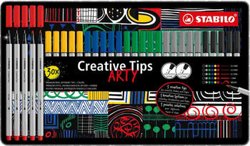 STABILO Malset ARTY Creative Tips CLASSIC, Fineliner, Brush-Pens und Filzstifte, 30-teilig