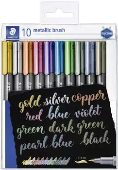 Staedtler Brush-Pen 8321 TB10 metallic brush, farbig sortiert, Pinselspitze, 1-6 mm, 10 Stück Staedtler Brush-Pen 8321 TB10 metallic brush, farbig sortiert, Pinselspitze, 1-6 mm, 10 Stück
