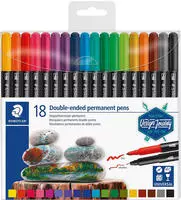 Staedtler 3187 TB18, STAEDTLER Doppel-Fasermaler Twin-tip, 18er Kunststoff-Etui