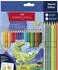 Faber-Castell Buntstifte Colour Grip Dino 18+6, farbig sortiert, inkl. Sticker, 24 Stück