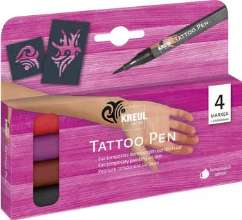 C. Kreul Tattoostift Tattoo Pen Triable Set, sortiert, 62170, Pinselspitze, 4 St&uuml;ck