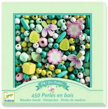 Djeco Kreativ Set Holzperlen Bl&auml;tter & Blumen