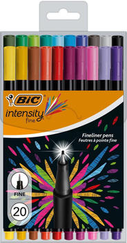 BIC Fineliner Intensity Fine, CEL1011728, Strichbreite 0,4 mm, farbig sortiert, 20 Stück
