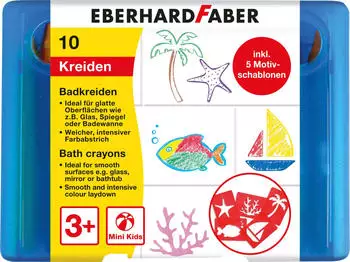 Eberhard Faber Wachsmalstifte Mini Kids Badkreide, Kleinkinder, bruchsicher, Schiebeh&uuml;lsen, 10 St&uuml;ck
