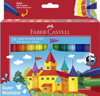 Faber-Castell Filzstifte Jumbo Super Washable, Strichbreite 5mm, 24 St&uuml;ck