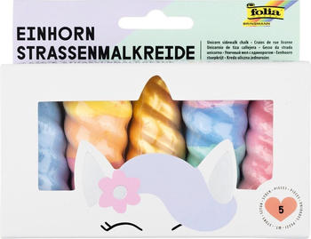Folia Kreide Einhorn 5 St&uuml;ck Stra&szlig;enkreide rund bunt (380509)