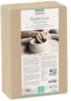 Glorex T&ouml;pferton unschamottiert wei&szlig; 5 kg
