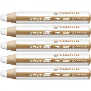 STABILO woody 3 in 1 Multistift wei&szlig; 5er Pack