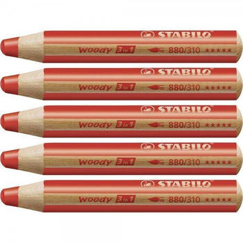 STABILO woody 3 in 1 Multistift carminrot 5er Pack