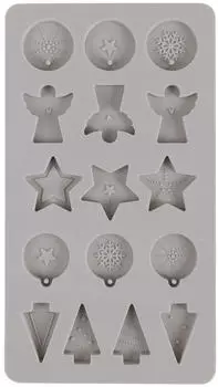 Rayher Gießform Mini-Deko Xmas grau 14,5x26x1cm 16 Formen