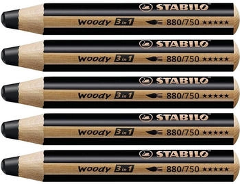 STABILO woody 3 in 1 Multistift schwarz 5er Pack