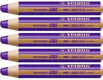 STABILO woody 3 in 1 Multistift violett 5er Pack