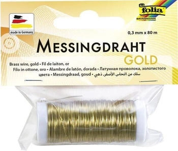 Folia Messingdraht, 0,3mm x 80m, gold farben Folia Messingdraht, 0,3mm x 80m, gold farben