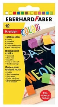 Eberhard Faber Kreide Colori neon+basic 12 St&uuml;ck Tafelkreide eckig bunt (526012)
