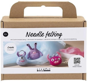 Creativ Company DIY Sets Filz & Fleece Mini Kreativ Set Nadelfilzen, Sortierte Farben, Monster