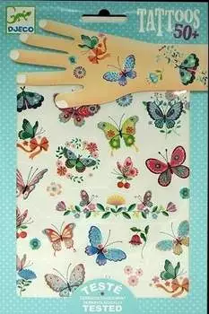 Djeco Tattoos 50+ Traumhafter Schmetterling, 14x21cm, 2 B&ouml;gen