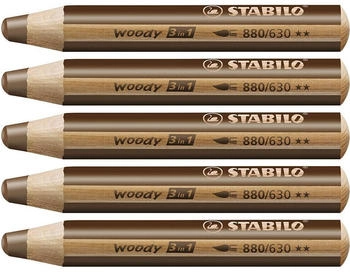 STABILO woody 3 in 1 Multistift braun 5er Pack