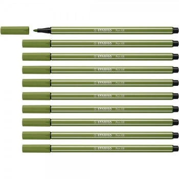 STABILO Pen 68 Fasermaler moosgr&uuml;n 10er Pack