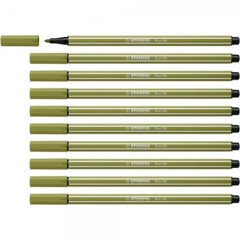 STABILO Pen 68 Fasermaler schlammgr&uuml;n 10er Pack
