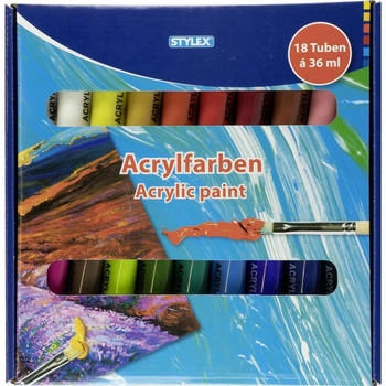 Stylex Malset Kreativ-Set 3 Keilrahmen Acrylfarbe Borstenpinsel 29-teilig (28590)