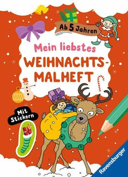Ravensburger Activity Mein liebstes Weihnachtsmalheft mit Stickern (48898)