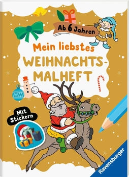Ravensburger Activity Mein liebstes Weihnachtsmalheft mit Stickern (48899)