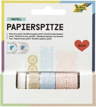 Folia Papierspitze PASTELL, selbstklebend, 4 Rollen à 1m Folia Papierspitze PASTELL, selbstklebend, 4 Rollen à 1m