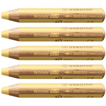 STABILO woody 3 in 1 Multistift pastellgelb 5er Pack