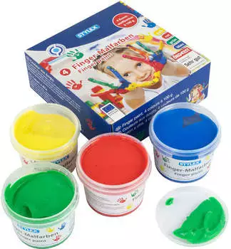 Stylex 4 Finger-Malfarben, gelb, rot, grün, blau Stylex 4 Finger-Malfarben, gelb, rot, grün, blau