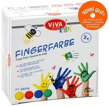 Viva Kids Fingerfarbe, 4er Set, gelb, rot, grün, blau Viva Kids Fingerfarbe, 4er Set, gelb, rot, grün, blau