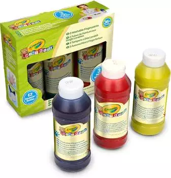 Crayola Mini Kids 3 auswaschbare Fingerfarben, gelb, rot, blau Crayola Mini Kids 3 auswaschbare Fingerfarben, gelb, rot, blau