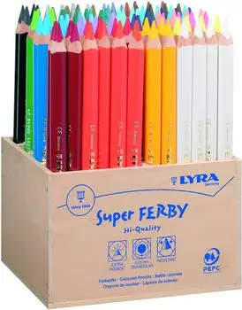 Lyra Super Ferby lackierte Farbstifte, Holzaufsteller 96 Stifte