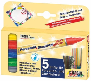 Kreul C. 16530 Glass & Porcelain Pen Glitter medium 5er Set