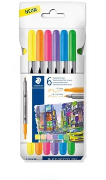 Staedtler 3200 Doppelfasermaler, 6er Set, 3200 C6F
