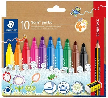 Staedtler Noris 328-B, 10 jumbo Fasermaler, jumbo Bleistift und Radierer, 328-B C10P