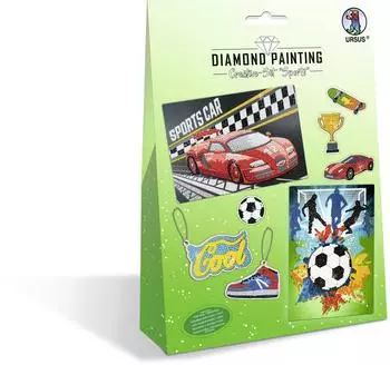 Ursus Kinder-Bastelsets, Diamond Painting Creative Set Sports, 2er Karten