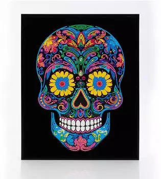 Green Board Games Diamond Painting Neon Totenkopf
