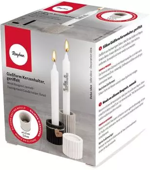 Rayher Silikon Gie&szlig;form "Kerzenhalter" geriffelt f&uuml;r Teelichte und Stabkerzen