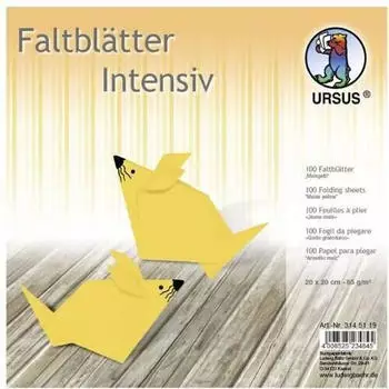 Ursus Faltbl&auml;tter Intensiv Uni 65g 20x20cm 100 Blatt maisgelb